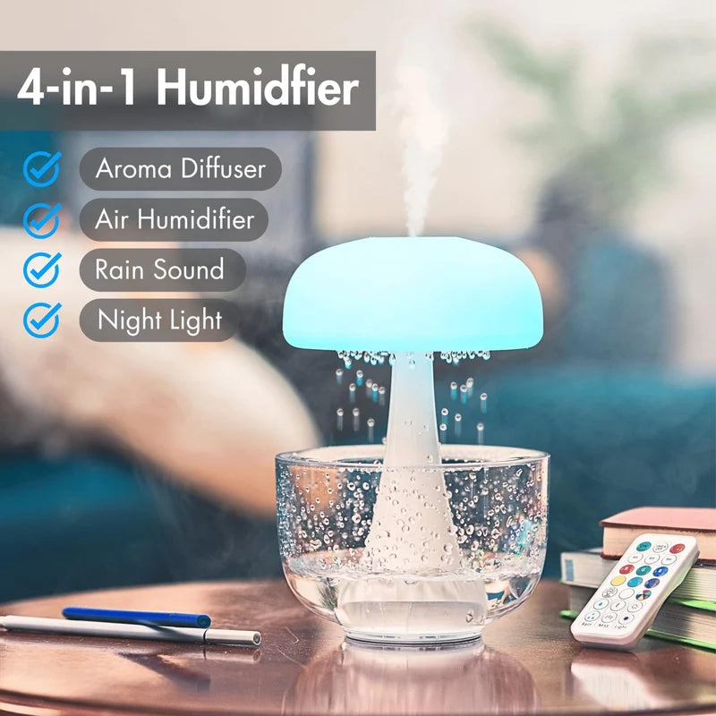 Jellyfish Rain Cloud Humidifier – Ultrasonic Aroma Diffuser with 7-Color LED Night Light